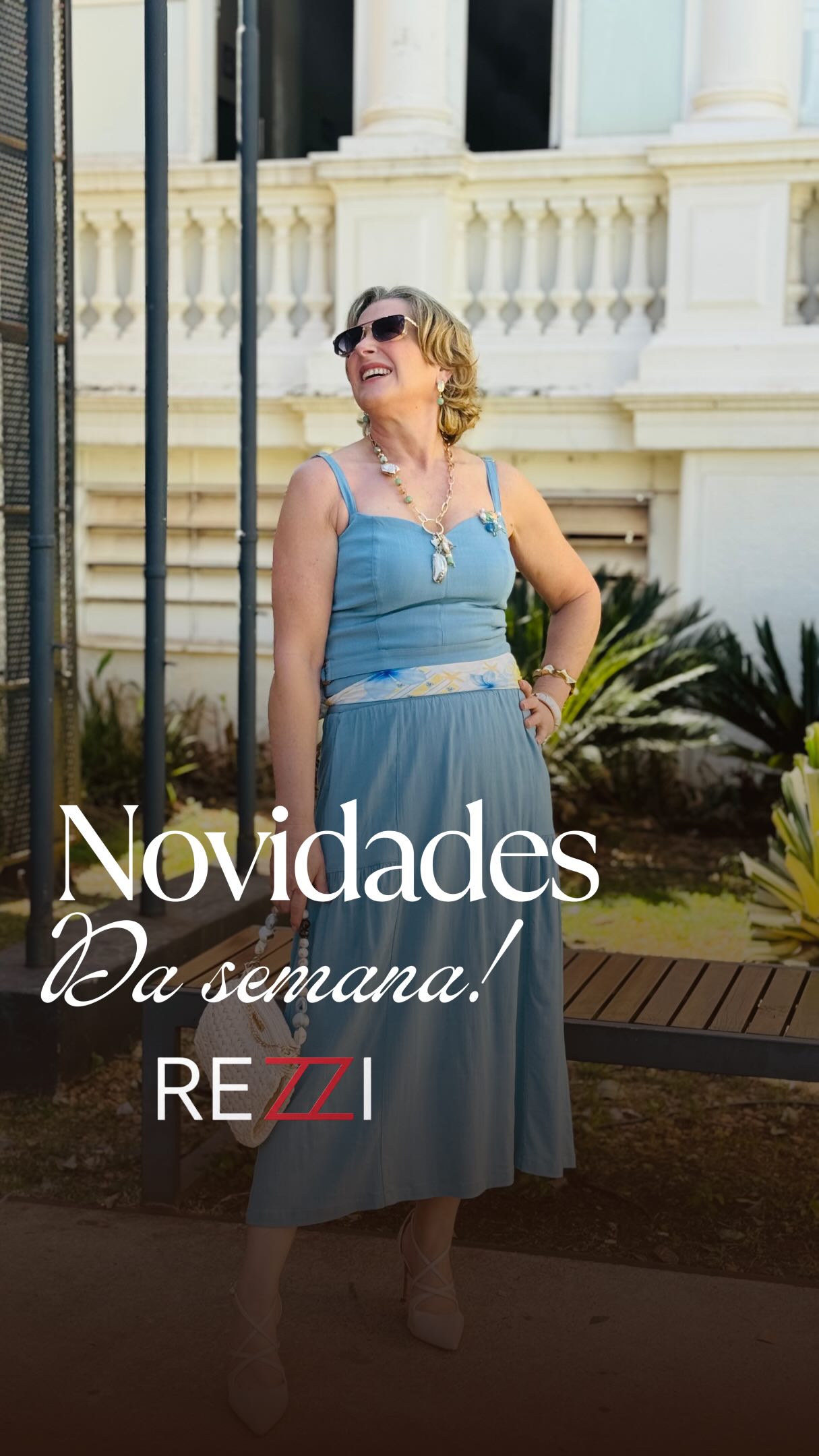 Look feminino azul da nova coleção Rezzi